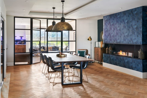 Ecosmart Fire Flex 86BY.BX2 Bay Fireplace Insert - Black Finish / Black Burner - ESF.FX.86BY.BX2.B