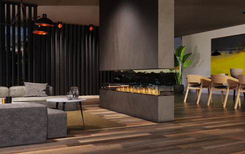 Ecosmart Fire Flex 104IL Island Fireplace Insert - Black Finish / Stainless Steel Burner - ESF.FX.104IL