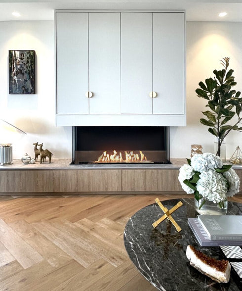 Ecosmart Fire Flex 50BY.BXL Bay Fireplace Insert - Black Finish / Stainless Steel Burner - ESF.FX.50BY.BXL