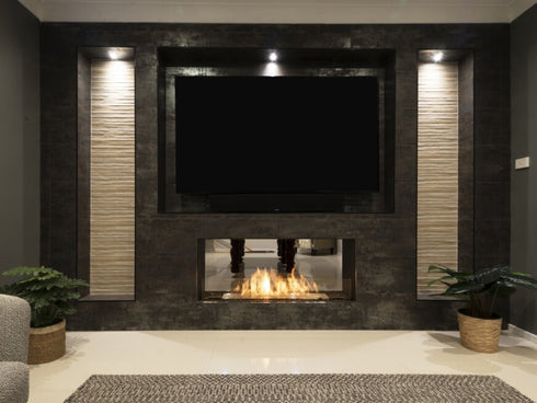 Ecosmart Fire Flex 68DB Double Sided Fireplace Insert - Black Finish / Black Burner - ESF.FX.68DB.B