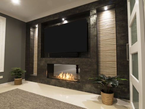 Ecosmart Fire Flex 68DB Double Sided Fireplace Insert - Black Finish / Black Burner - ESF.FX.68DB.B