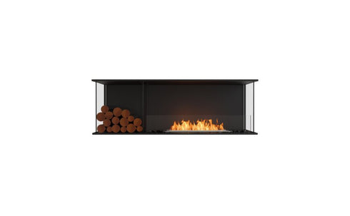 Ecosmart Fire Flex 60BY.BXL Bay Fireplace Insert - Black Finish / Stainless Steel Burner - ESF.FX.60BY.BXL
