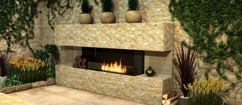 Ecosmart Fire Flex 60BY.BXR Bay Fireplace Insert - Black Finish / Stainless Steel Burner - ESF.FX.60BY.BXR