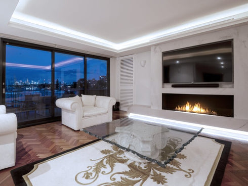 Ecosmart Fire Flex 122SS.BXL Single Sided Fireplace Insert - Black Finish / Stainless Steel Burner - ESF.FX.122SS.BXL