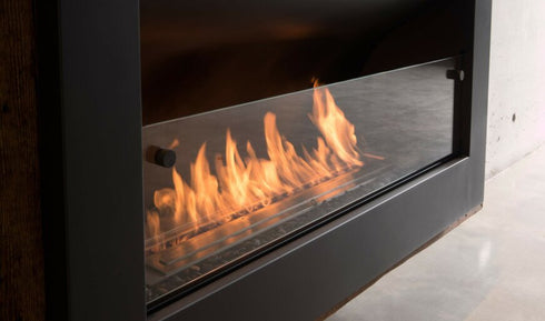 Ecosmart Fire Firebox 1100CV Curved Fireplace Insert - Black Finish / Stainless Steel Burner - ESF.F.1100CV