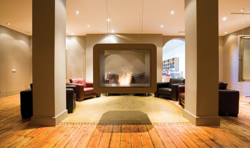 Ecosmart Fire Flex 32DB Double Sided Fireplace Insert - Black Finish / Stainless Steel Burner - ESF.FX.32DB