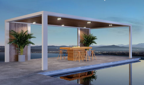 Ecosmart Fire Gin 90 (Bar) Fire Pit Table - Natural Finish / Stainless Steel Burner - ESF.O.GIN.90.B.NA