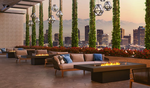 Ecosmart Fire Gin 90 (Chat)Fire Pit Table - Natural Finish / Stainless Steel Burner - ESF.O.GIN.90.C.NA