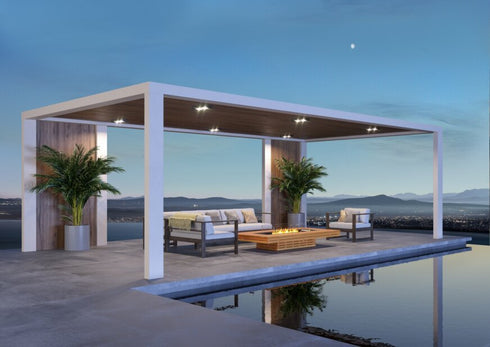 Ecosmart Fire Gin 90 (Low) Fire Pit Table - Teak Finish / Black Burner - ESF.O.GIN.90.L.TN.B