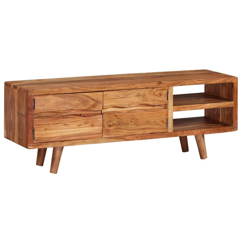 Swen Studio - TV Cabinet Solid Acacia Wood with Carved Doors 117x30x40 cm