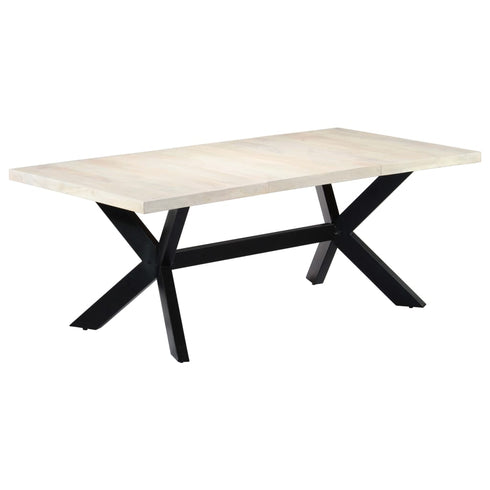 Rustika Rowe - Dining Table White 200x100x75 cm Solid Mango Wood