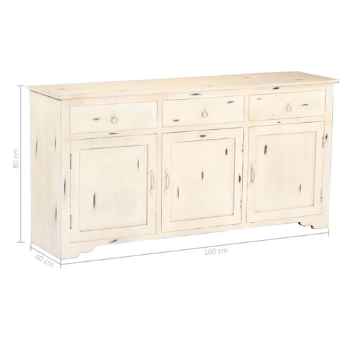 Rustika Rowe - Sideboard White 160x40x80 cm Solid Mango Wood