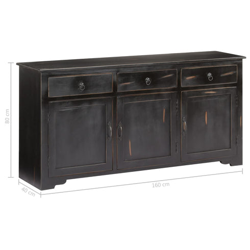 Rustika Rowe - Sideboard Black 160x40x80 cm Solid Mango Wood