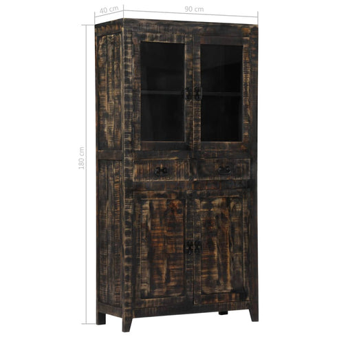 Rustika Rowe - Highboard Black 90x40x180 cm Solid Mango Wood