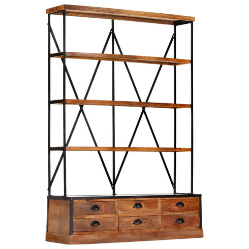 Rustika Rowe - 4Tier Bookcase with 6 Drawers 122x36x181 cm Solid Mango Wood