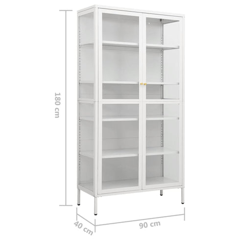 Lady Jillian - Display Cabinet White 90x40x180 cm Steel and Tempered Glass