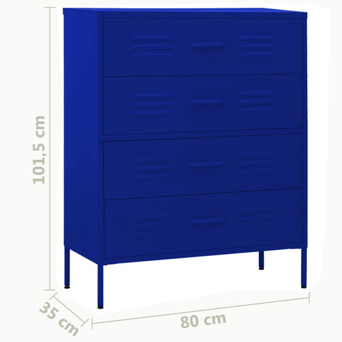 Lady Jillian - Chest of Drawers Navy Blue 80x35x101,5 cm Steel