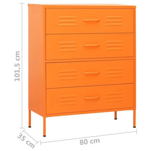 Lady Jillian - Chest of Drawers Orange 80x35x101,5 cm Steel