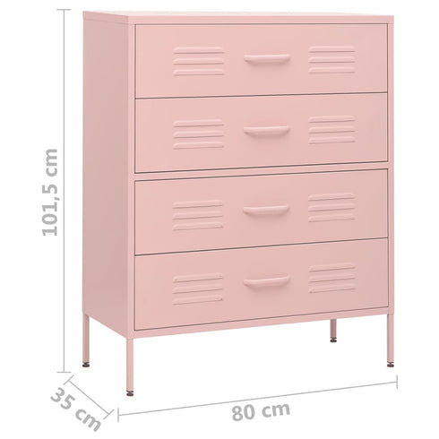 Lady Jillian - Chest of Drawers Pink 80x35x101,5 cm Steel