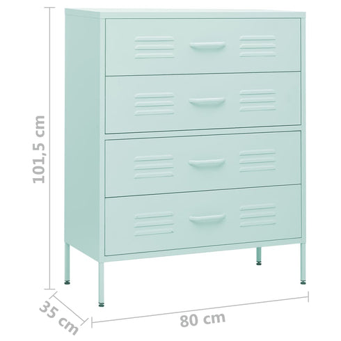 Lady Jillian - Chest of Drawers Mint 80x35x101,5 cm Steel