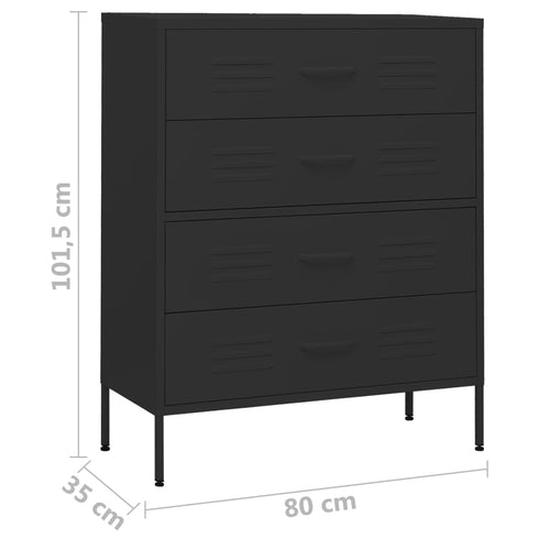 Lady Jillian - Chest of Drawers Black 80x35x101,5 cm Steel