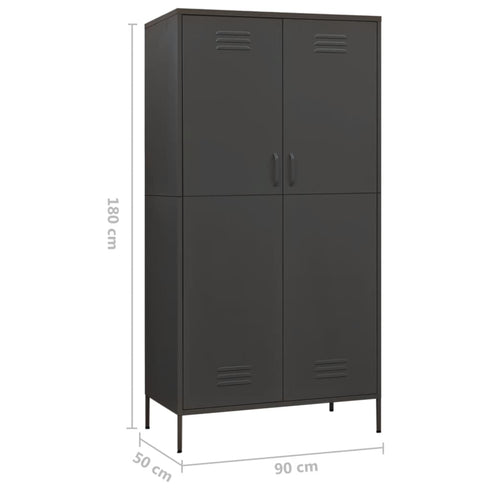 Lady Jillian - Wardrobe Anthracite 90x50x180 cm Steel