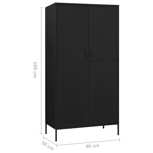 Lady Jillian - Wardrobe Black 90x50x180 cm Steel