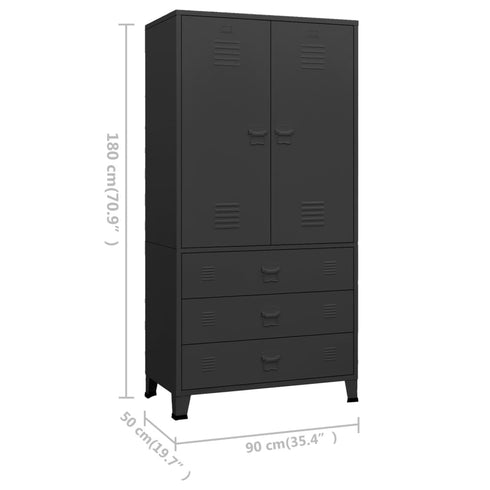 Lady Jillian - Industrial Wardrobe Black 90x50x180 cm Metal