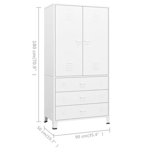 Lady Jillian - Industrial Wardrobe White 90x50x180 cm Metal
