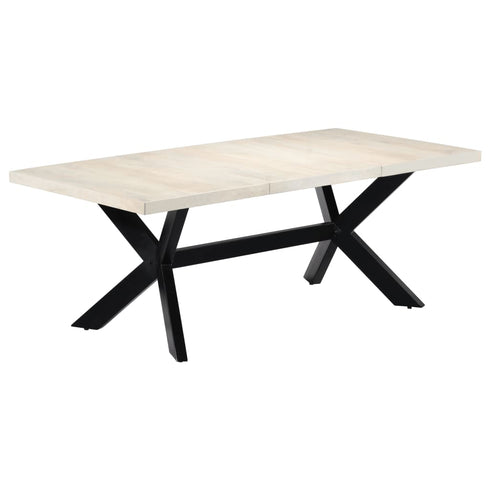 Rustika Rowe - Dining Table White 200x100x75 cm Solid Mango Wood