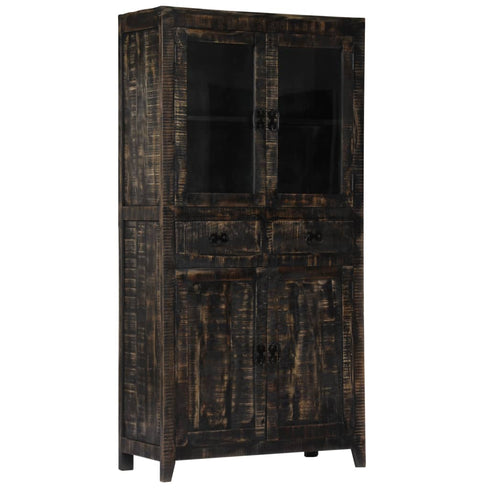 Rustika Rowe - Highboard Black 90x40x180 cm Solid Mango Wood
