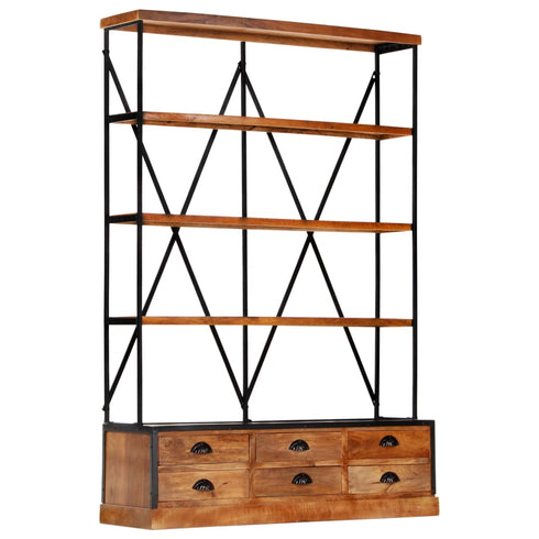 Rustika Rowe - 4Tier Bookcase with 6 Drawers 122x36x181 cm Solid Mango Wood