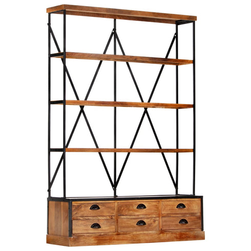 Rustika Rowe - 4Tier Bookcase with 6 Drawers 122x36x181 cm Solid Mango Wood