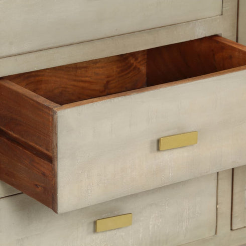 Rustika Rowe - Drawer Cabinet Solid Mango Wood Grey with Brass 140x40x80 cm