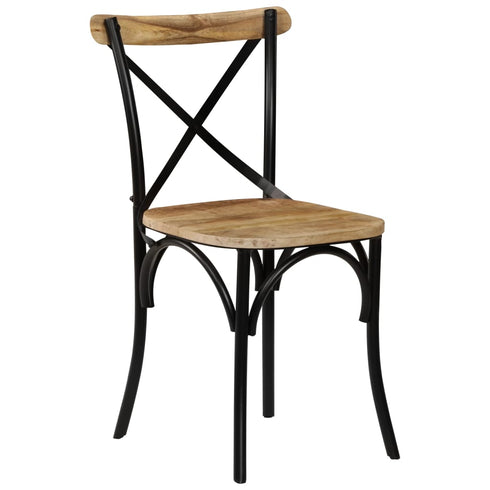 Swen Studio - Cross Chairs 6 pcs Black Solid Mango Wood