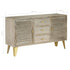 Rustika Rowe - Drawer Cabinet Solid Mango Wood Grey with Brass 140x40x80 cm