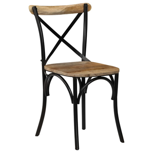 Swen Studio - Cross Chairs 6 pcs Black Solid Mango Wood