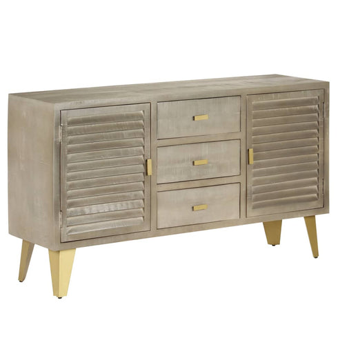 Rustika Rowe - Drawer Cabinet Solid Mango Wood Grey with Brass 140x40x80 cm
