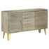 Rustika Rowe - Drawer Cabinet Solid Mango Wood Grey with Brass 140x40x80 cm