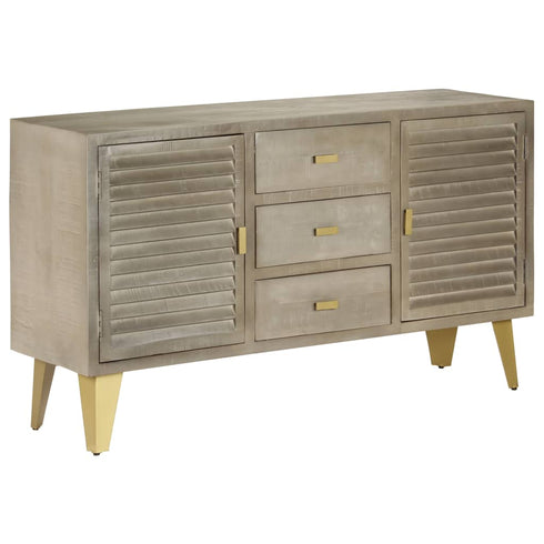 Rustika Rowe - Drawer Cabinet Solid Mango Wood Grey with Brass 140x40x80 cm