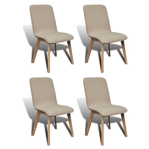 Swen Studio - Dining Chairs 4 pcs Beige Fabric and Solid Oak Wood