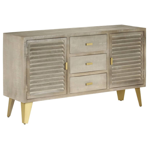 Rustika Rowe - Drawer Cabinet Solid Mango Wood Grey with Brass 140x40x80 cm