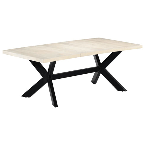 Rustika Rowe - Dining Table White 200x100x75 cm Solid Mango Wood