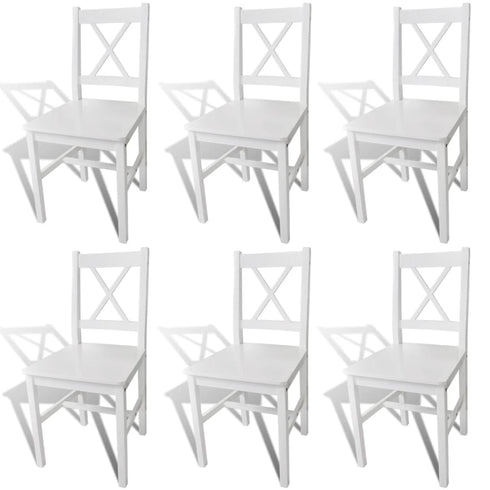 Maison Madeleine - Dining Chairs 6 pcs White Pinewood