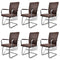 Swen Studio - Cantilever Dining Chairs 6 pcs Brown Faux Leather
