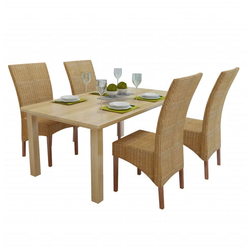 Swen Studio - Dining Chairs 4 pcs Brown Natural Rattan