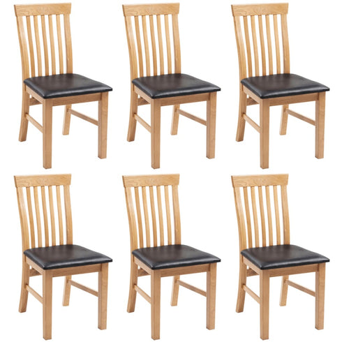 Swen Studio - Dining Chairs 6 pcs Solid Oak Wood and Faux Leather