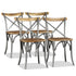 Swen Studio - Dining Chairs 4 pcs Solid Mango Wood and Steel Cross Back