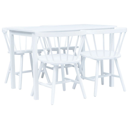 Maison Madeleine - 5 Piece Dining Set Solid Rubber Wood White