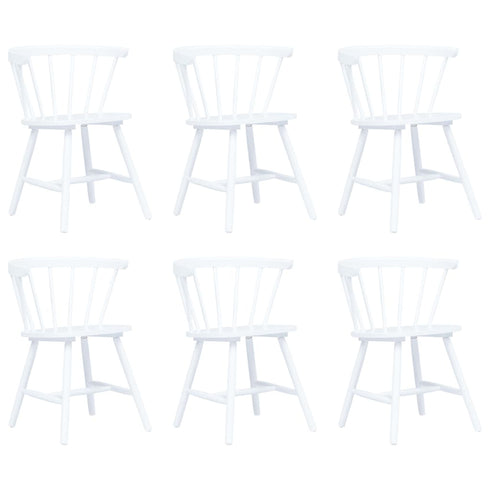 Maison Madeleine - Dining Chairs 6 pcs White Solid Rubber Wood